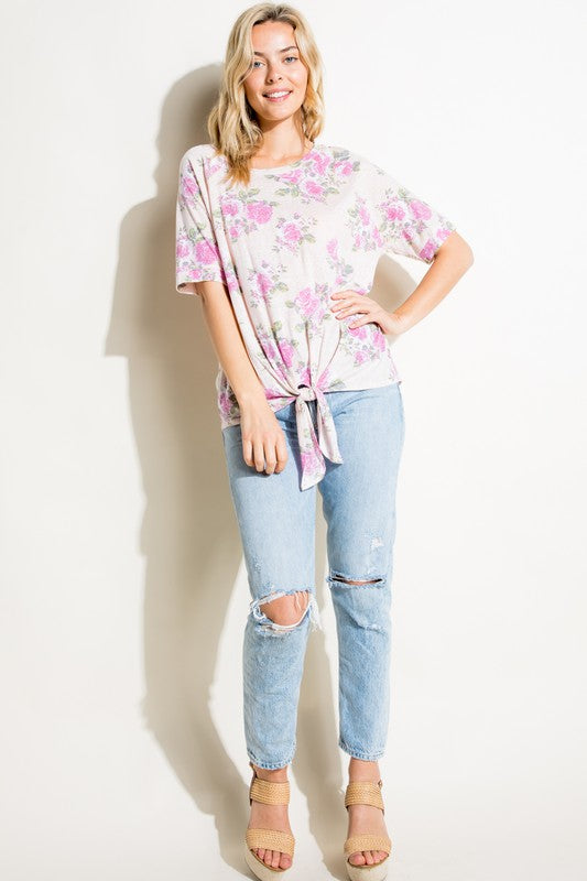 Floral Print Tri-blend Top