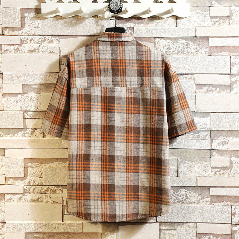 Men's Short-sleeved Plaid Shirt