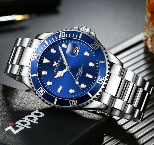 Men's Silver & Blue Luminous Classic Watches