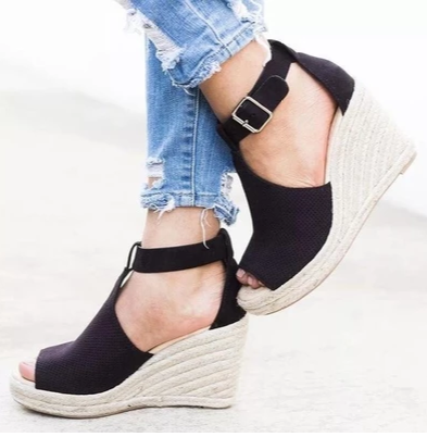 Straw Wedge Sandals