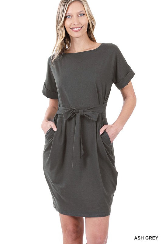 Tie-Belt Casual Dress