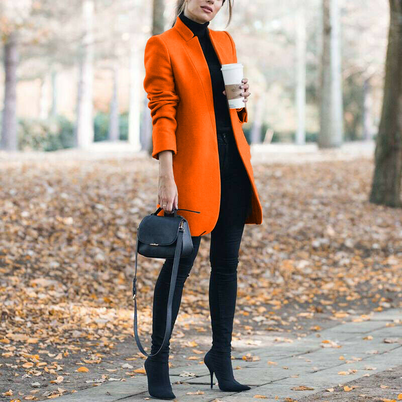 Solid Color Woolen Coat