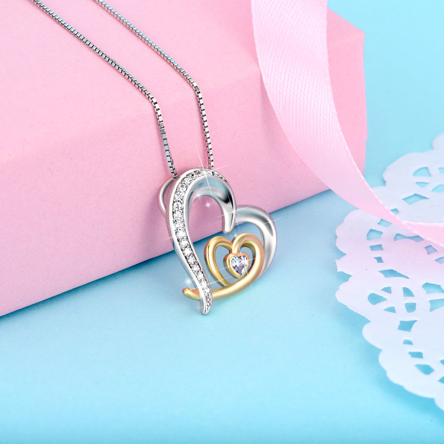 Two-tone Hearts Chain