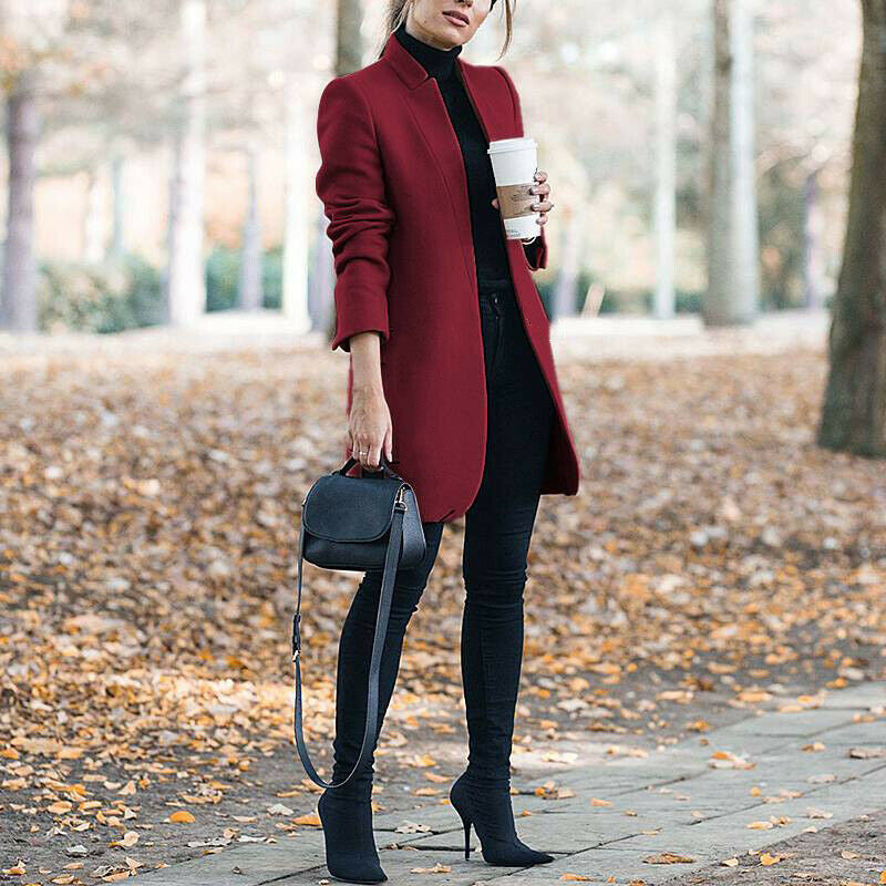 Solid Color Woolen Coat