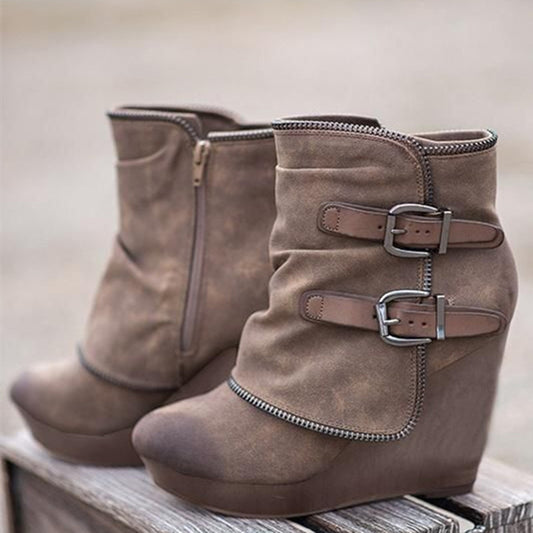 Wedge Heels Platform Booties