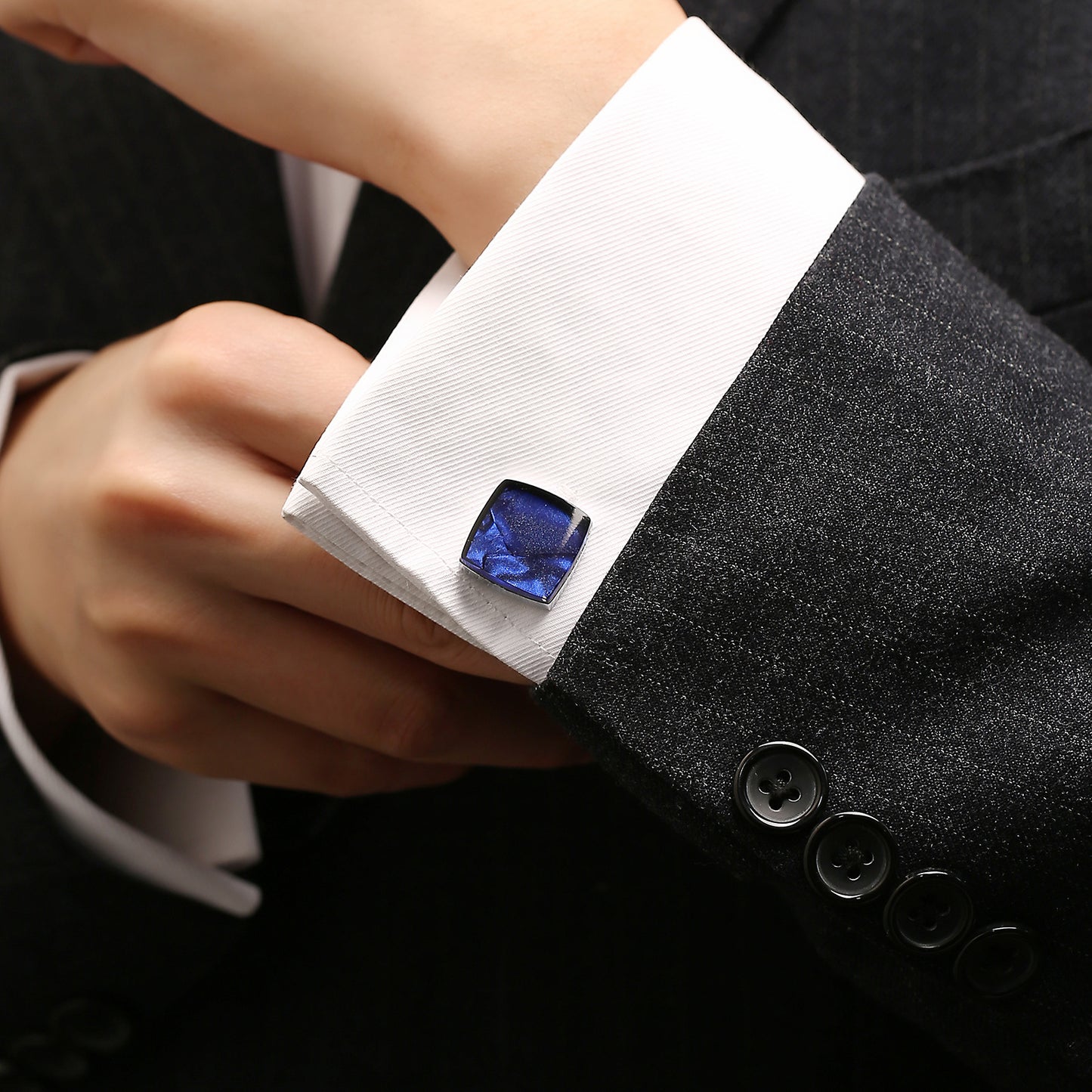 High Quality Starry Blue Square Cufflinks