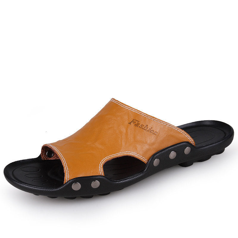 Men's Summer Leather Slip-ons Sandles