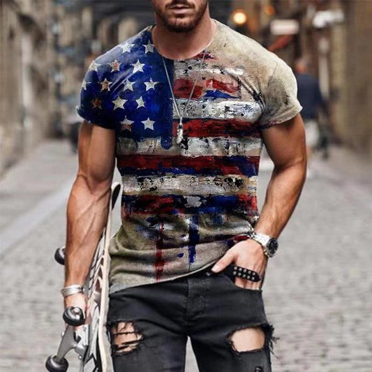 Vintage USA Flag Print T Shirt