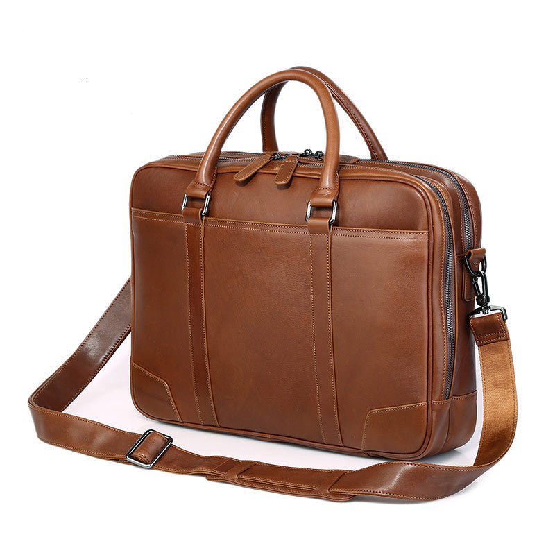 Computer Leather Briefcase Zipper Bag