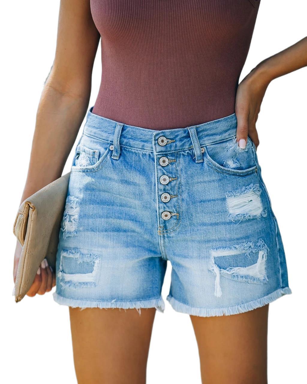 5 Button Fly Denim Shorts