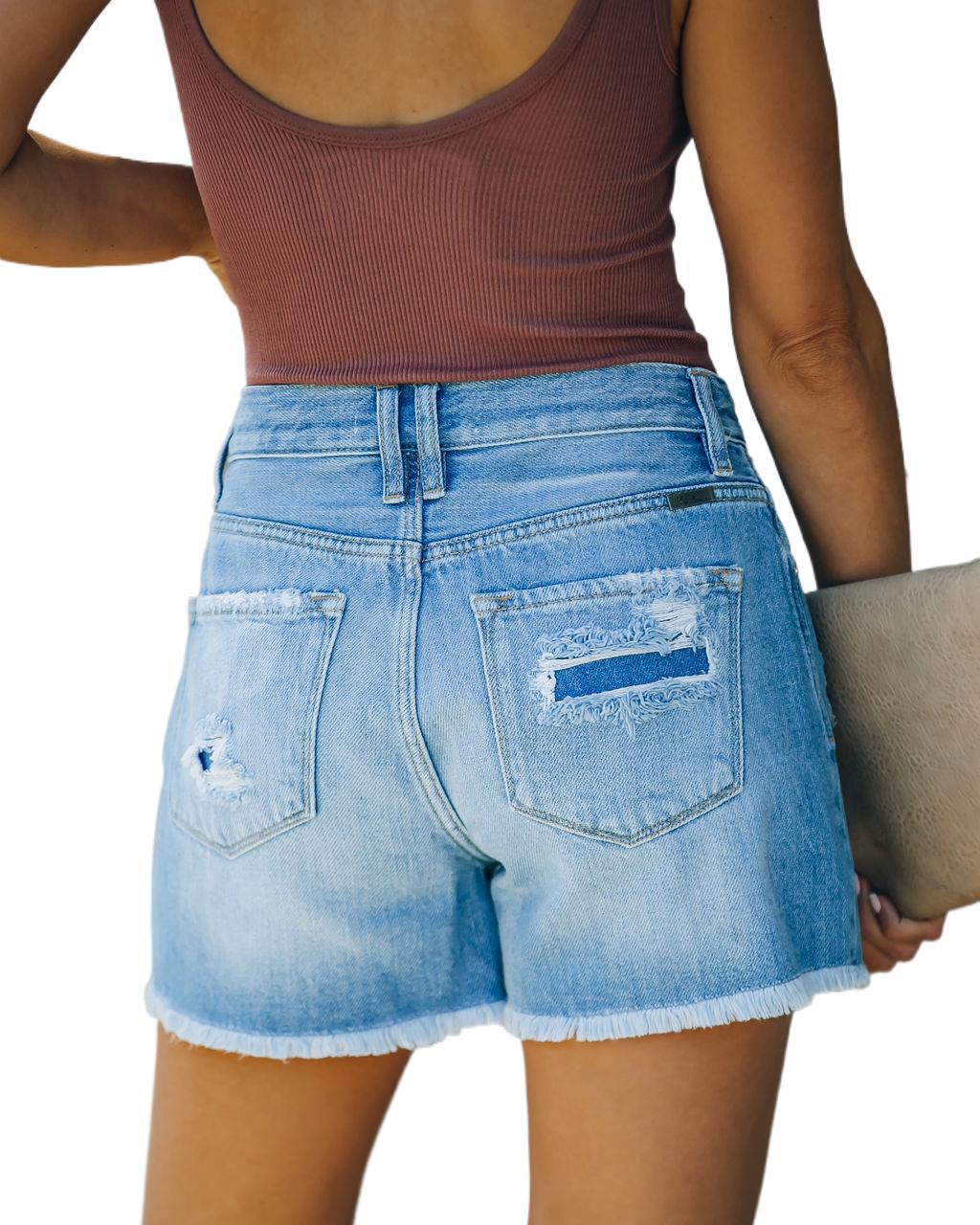 5 Button Fly Denim Shorts