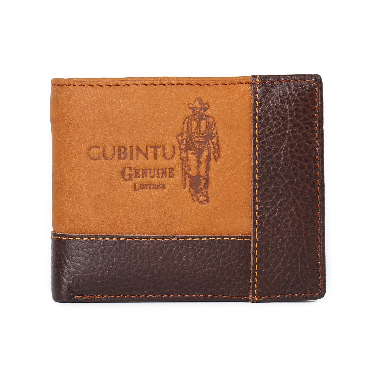 Genuine Leather Men Patchwork Wallets