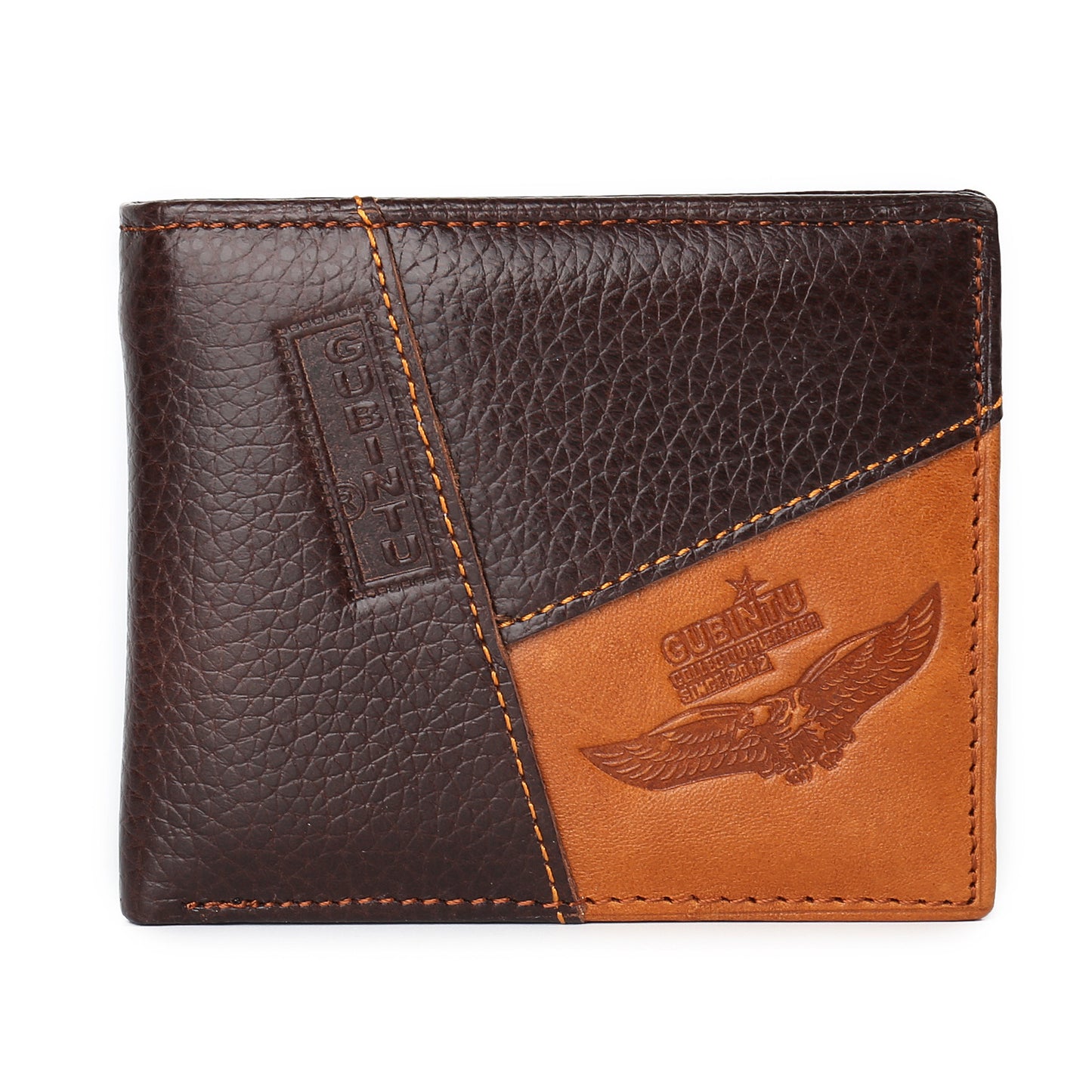 Genuine Leather Men Patchwork Wallets