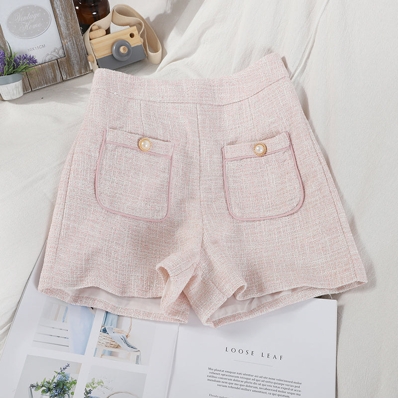 Pearl Button Two-Pocket High-Rise Shorts