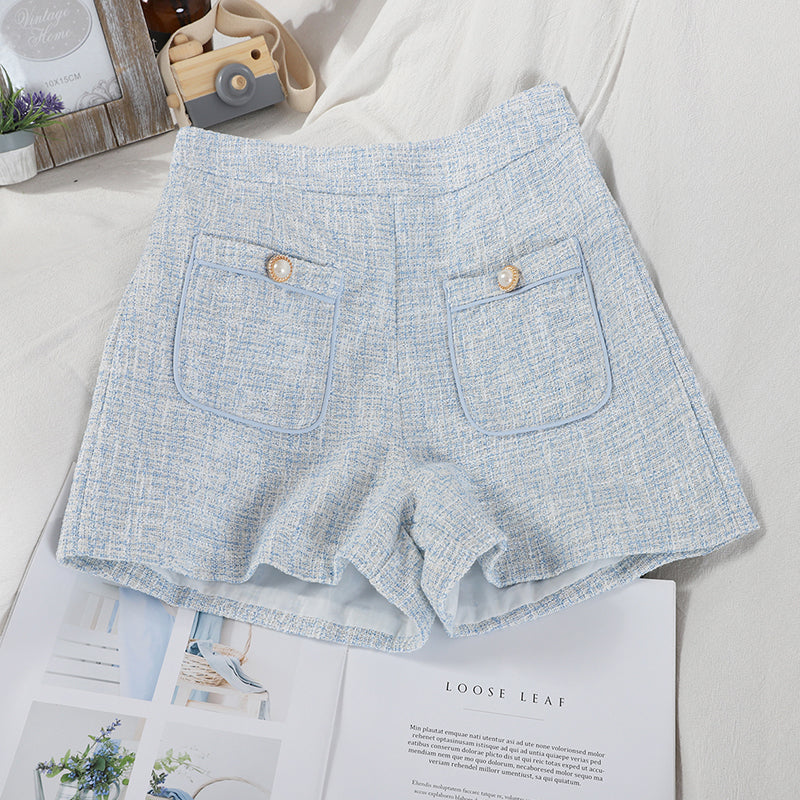 Pearl Button Two-Pocket High-Rise Shorts