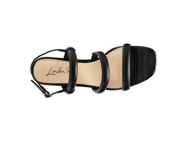 Slater Croc Slingback Black Sandals