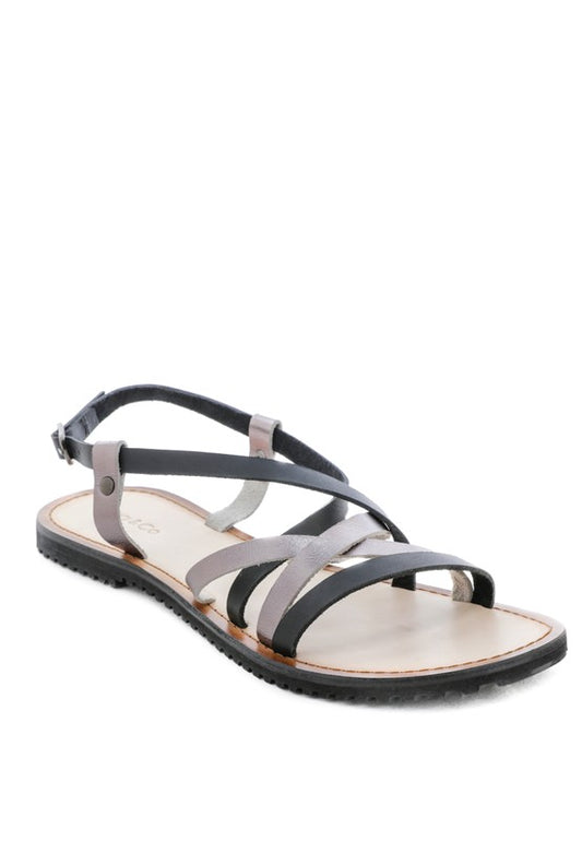 JUNE Strappy Flat Leather Sandals