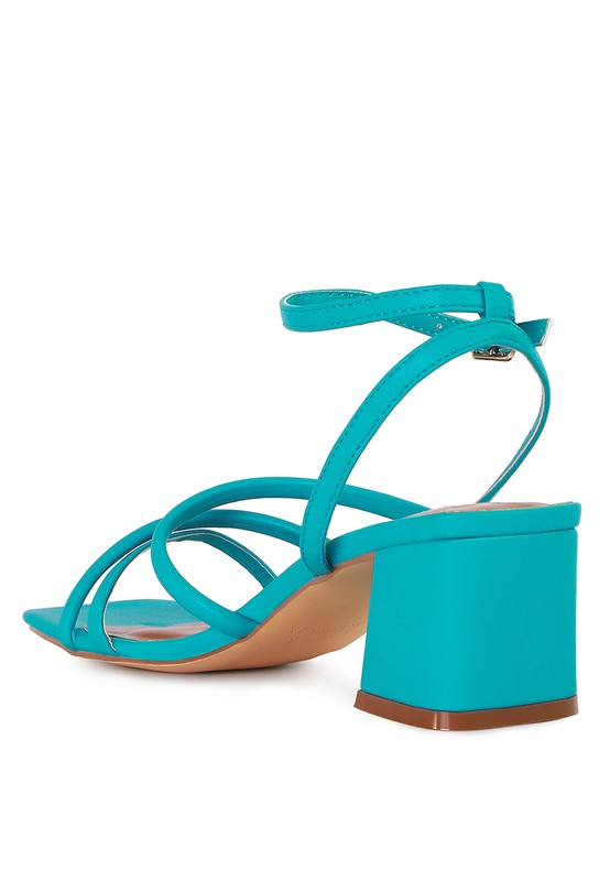 Strappy Croc Block Heels