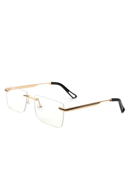 Rectangle Rimless Retro Flat top Sunglasses