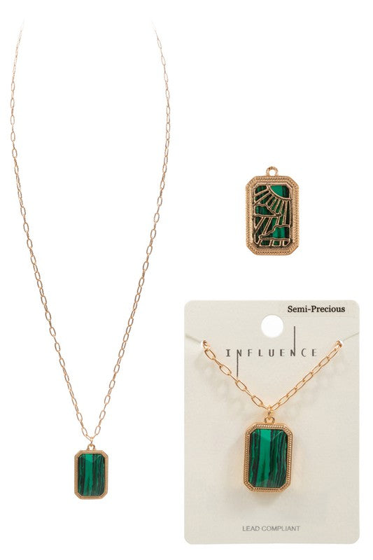 Rectangular Semi-Precious Stone Necklace