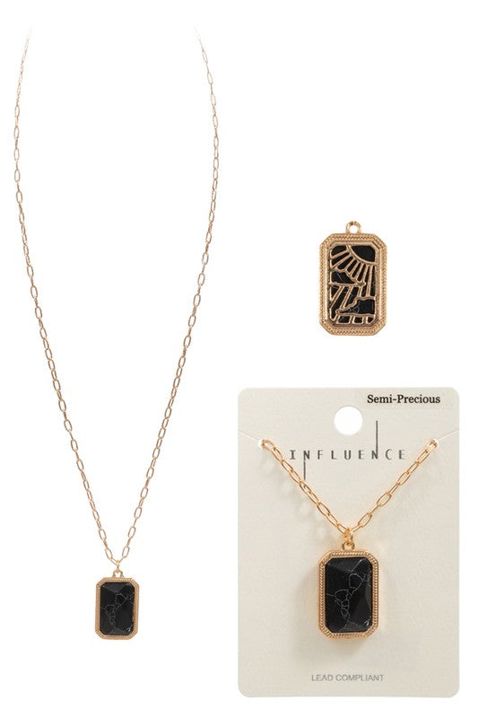 Rectangular Semi-Precious Stone Necklace