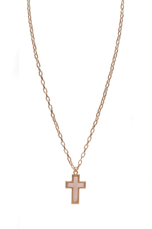 Cross Shaped Semi-Precious Stone Necklace