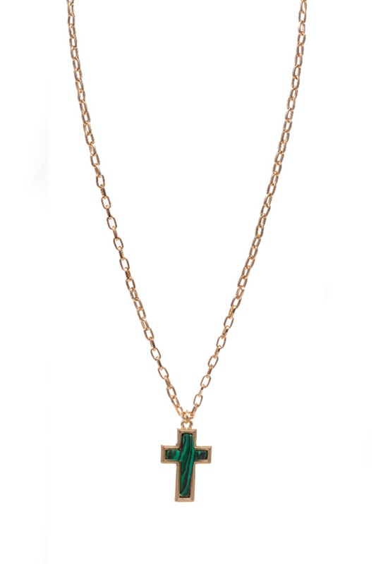 Cross Shaped Semi-Precious Stone Necklace