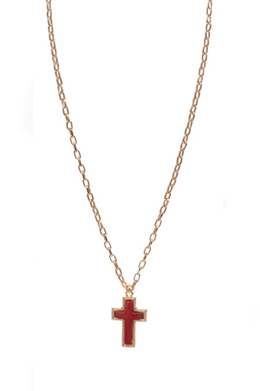 Cross Shaped Semi-Precious Stone Necklace