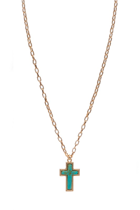 Cross Shaped Semi-Precious Stone Necklace