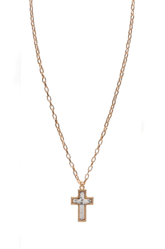 Cross Shaped Semi-Precious Stone Necklace