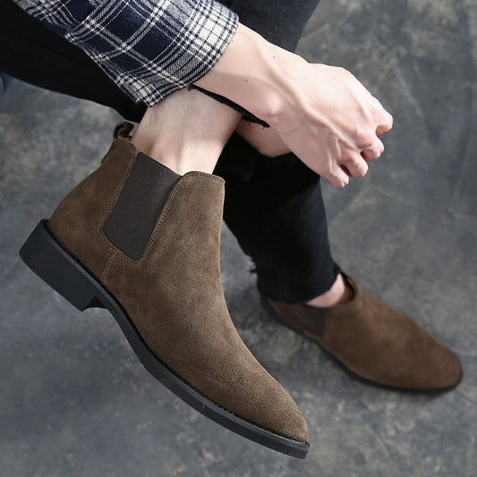 Men's Pointed Toe Suede Frosted Boots