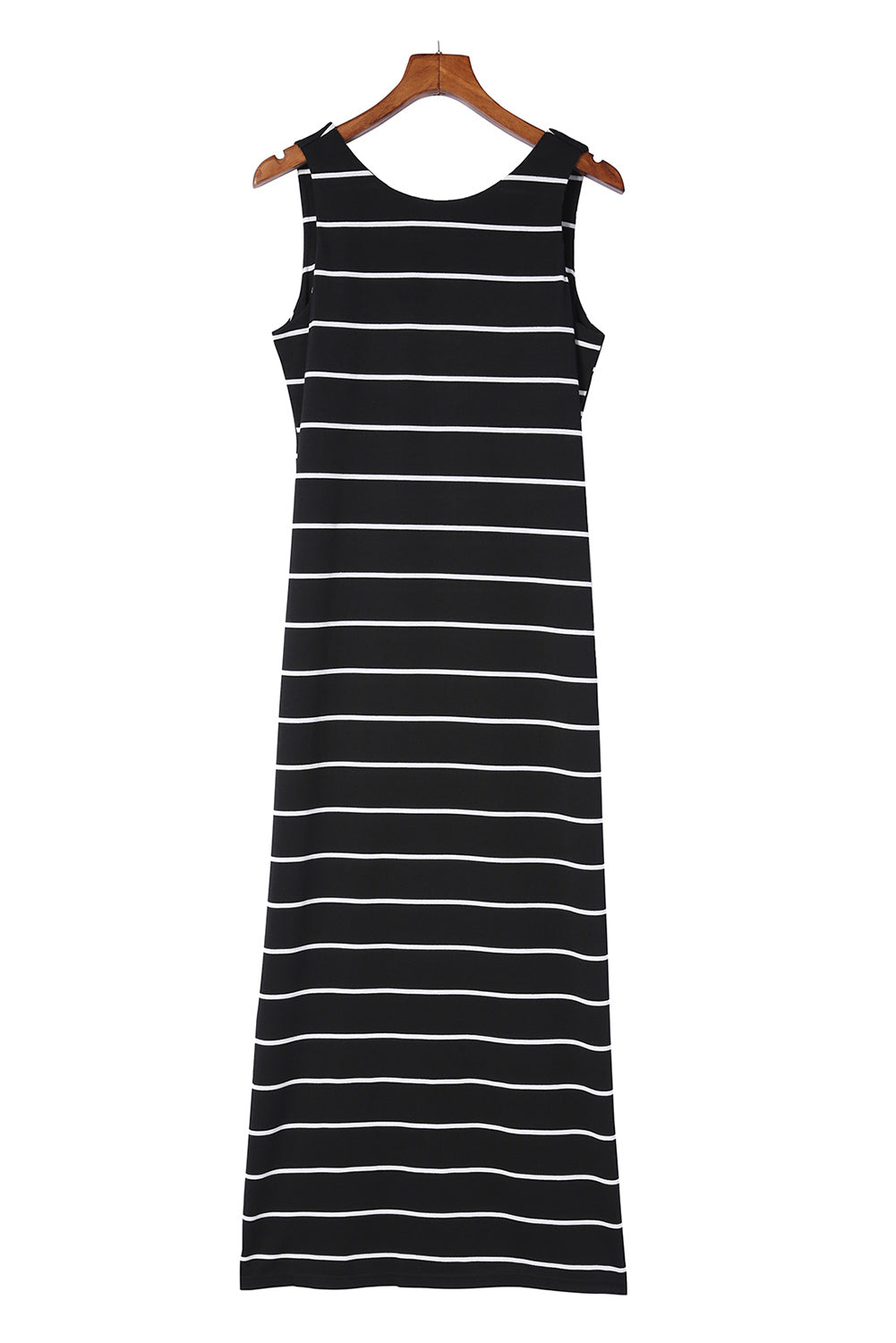 Stripe Print Open Back Sleeveless Maxi Dress with Slits