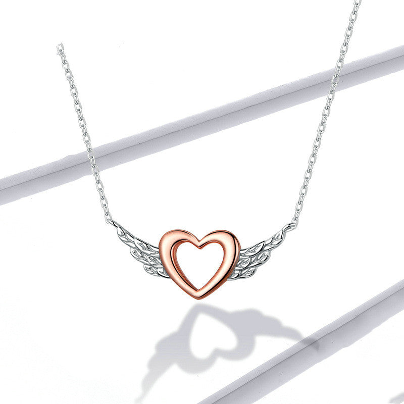 Heart with Wings Rose Gold Plated Necklace