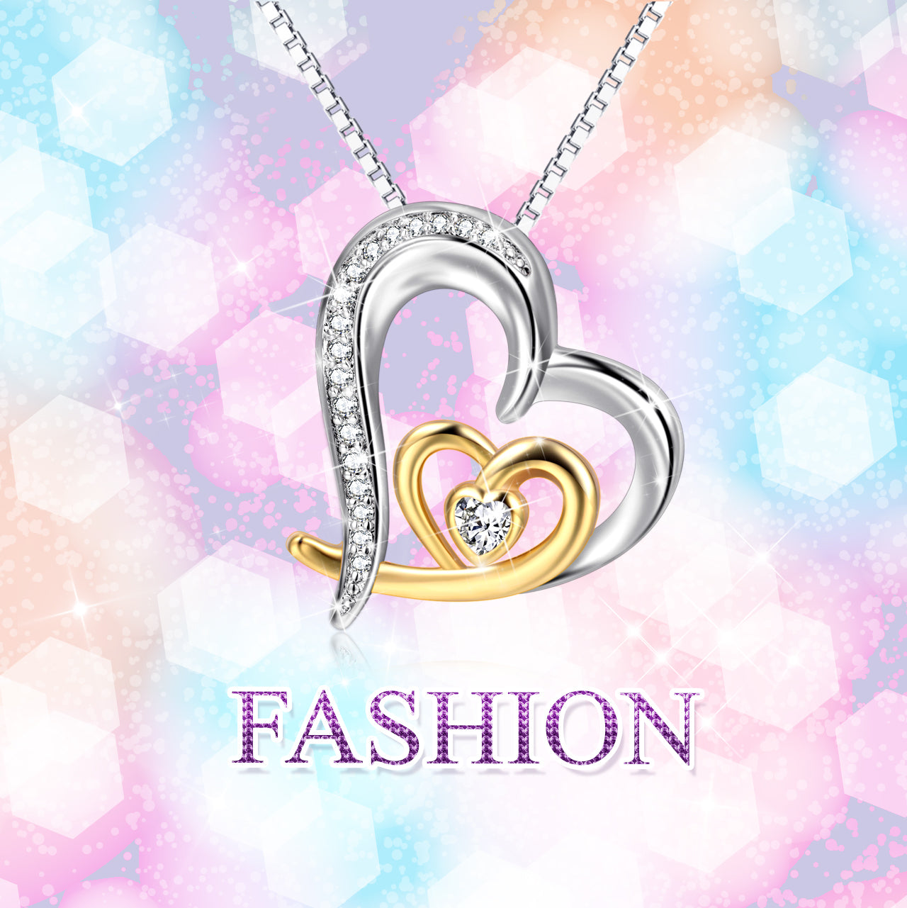 Two-tone Hearts Chain