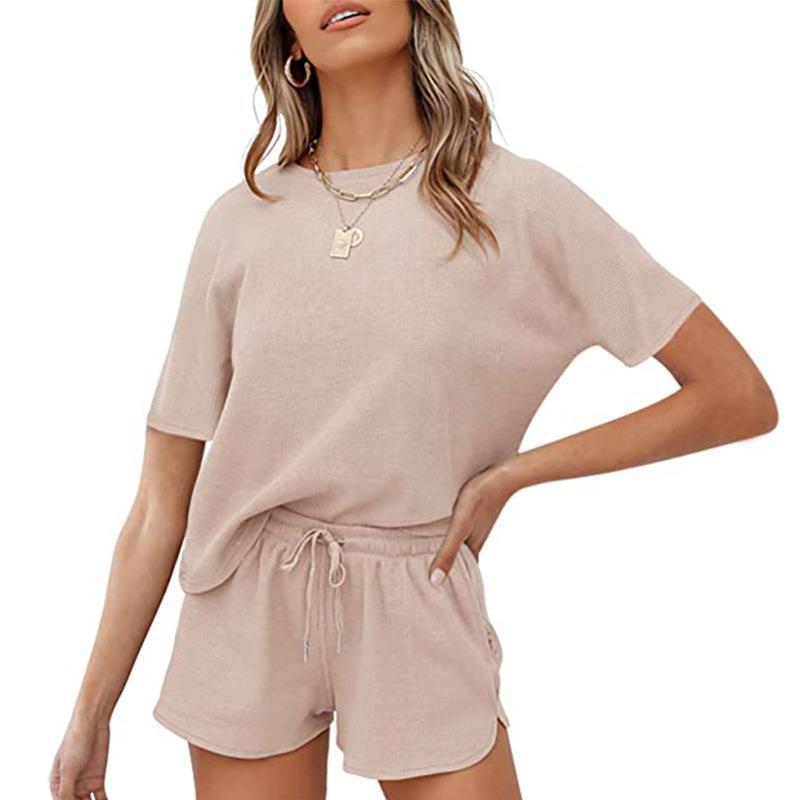 Women's Casual Waffle Two-Piece Lounge Wear Set