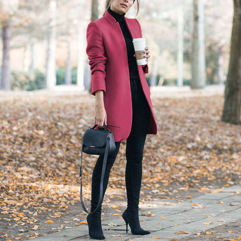 Solid Color Woolen Coat