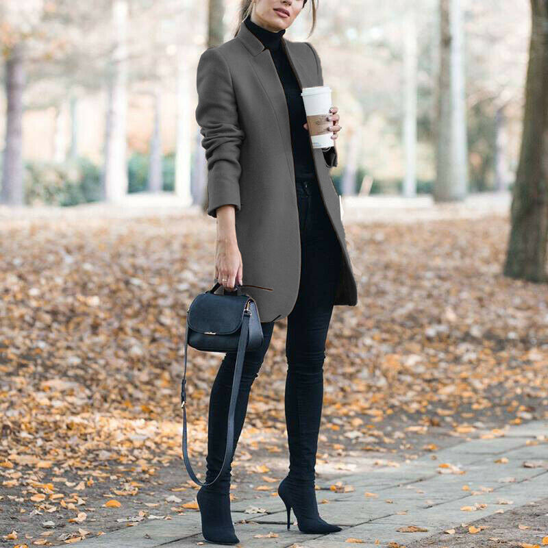 Solid Color Woolen Coat