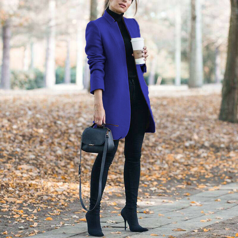 Solid Color Woolen Coat