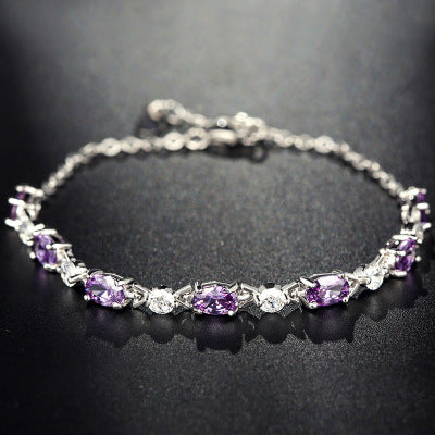 Amethyst Gemstone Silver Bracelet