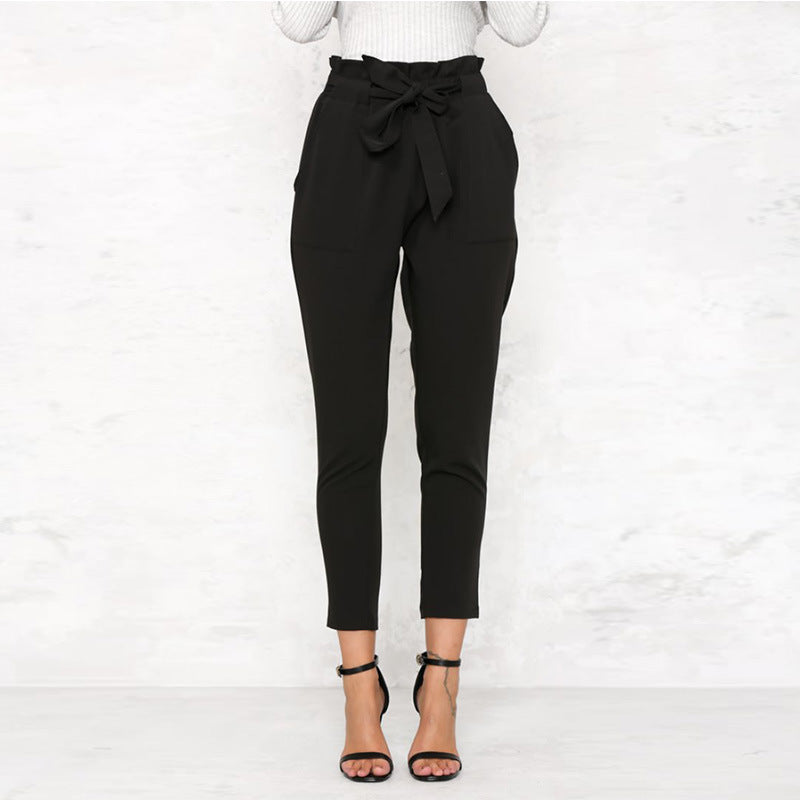 Slim Pants With Tie Belt