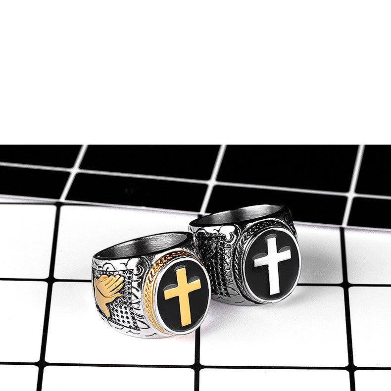 Titanium Cross Ring for Men