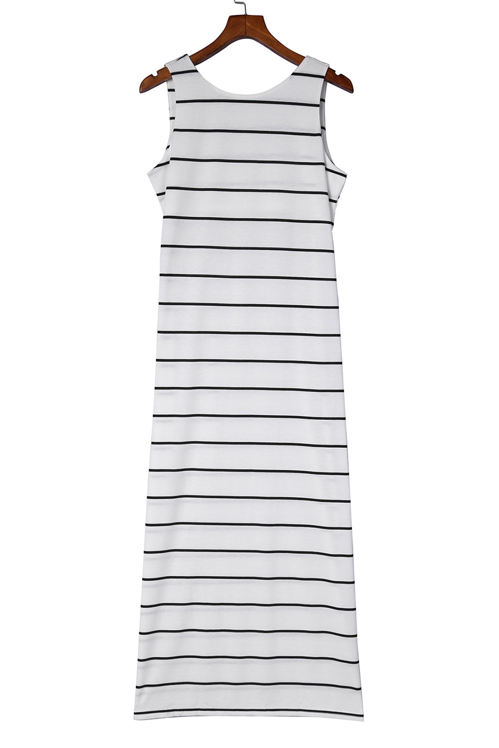 Stripe Print Open Back Sleeveless Maxi Dress with Slits