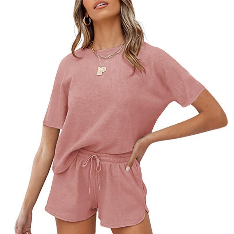 Women's Casual Waffle Two-Piece Lounge Wear Set