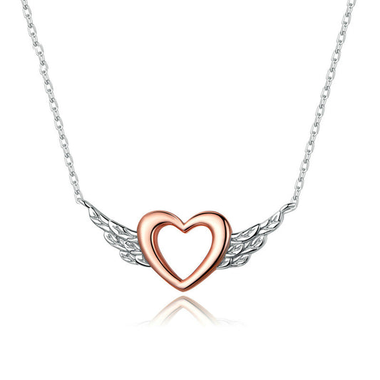 Heart with Wings Rose Gold Plated Necklace