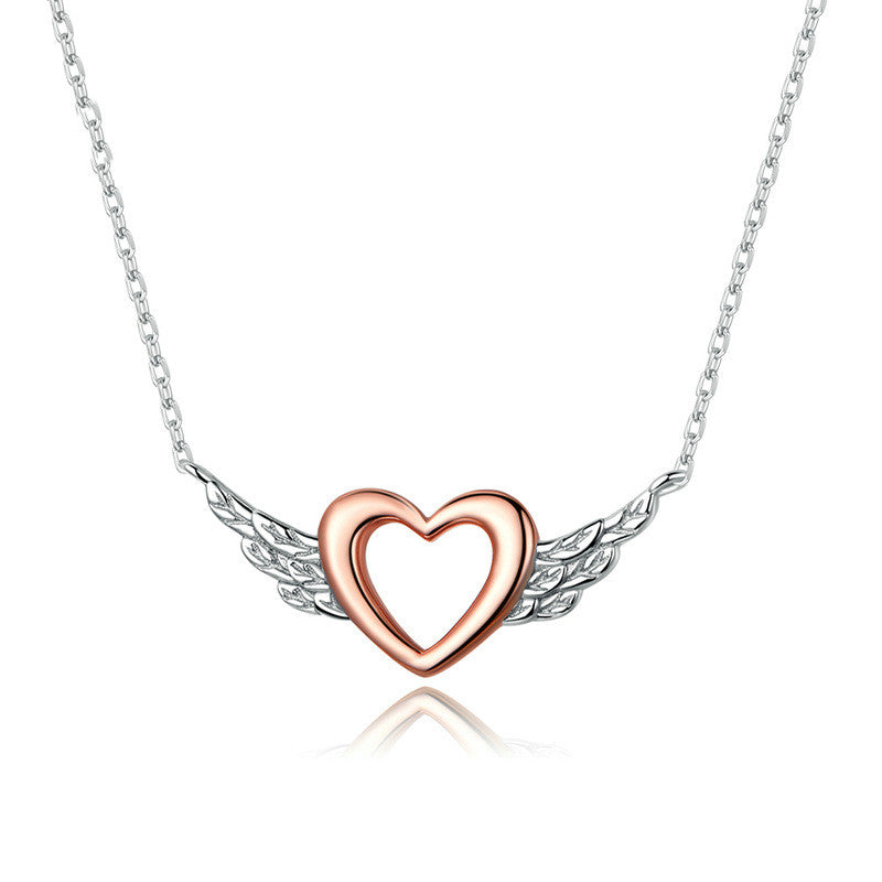 Heart with Wings Rose Gold Plated Necklace