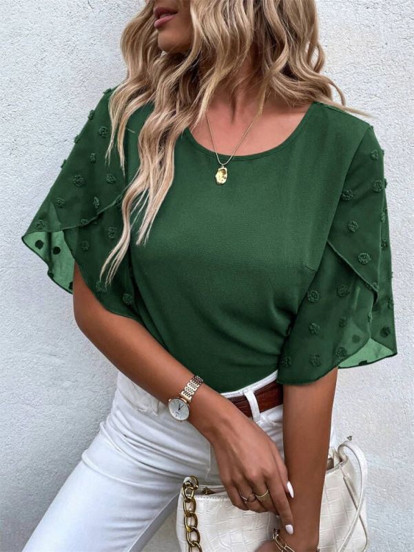 Lace Paneling Sleeve Blouse