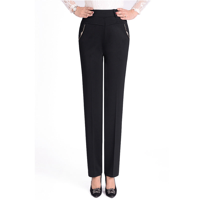 Elastic High Waist Stretch Straight-leg Pants