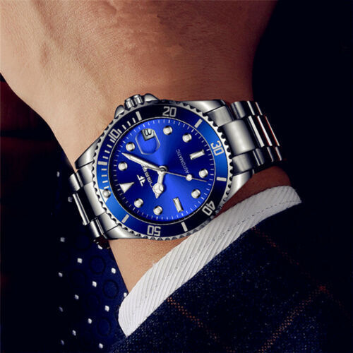 Men's Silver & Blue Luminous Classic Watches