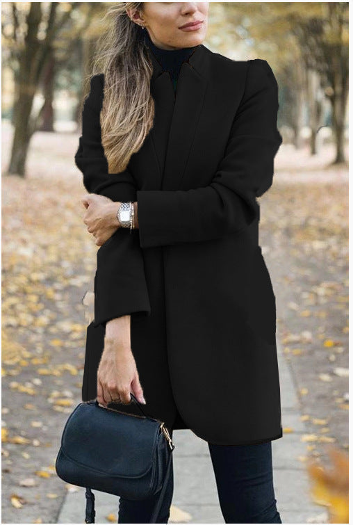 Solid Color Woolen Coat