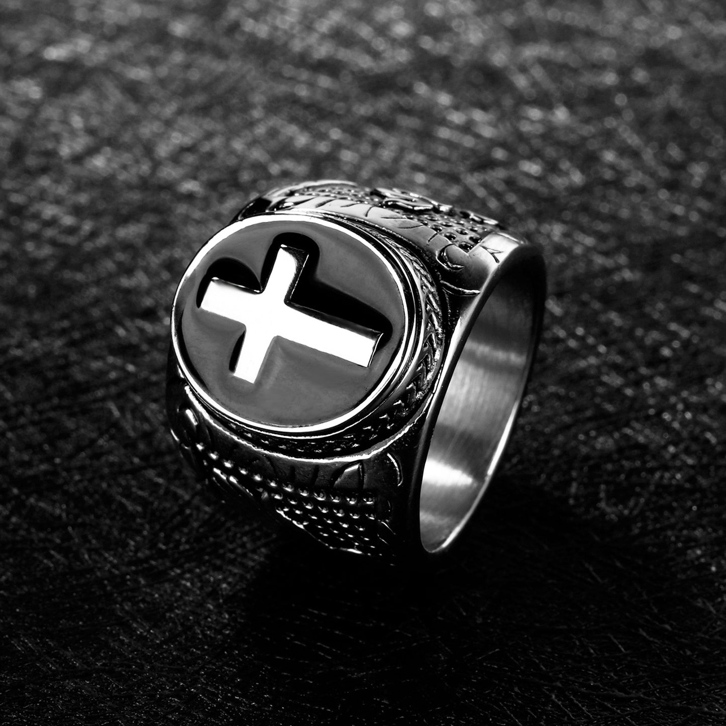 Titanium Cross Ring for Men